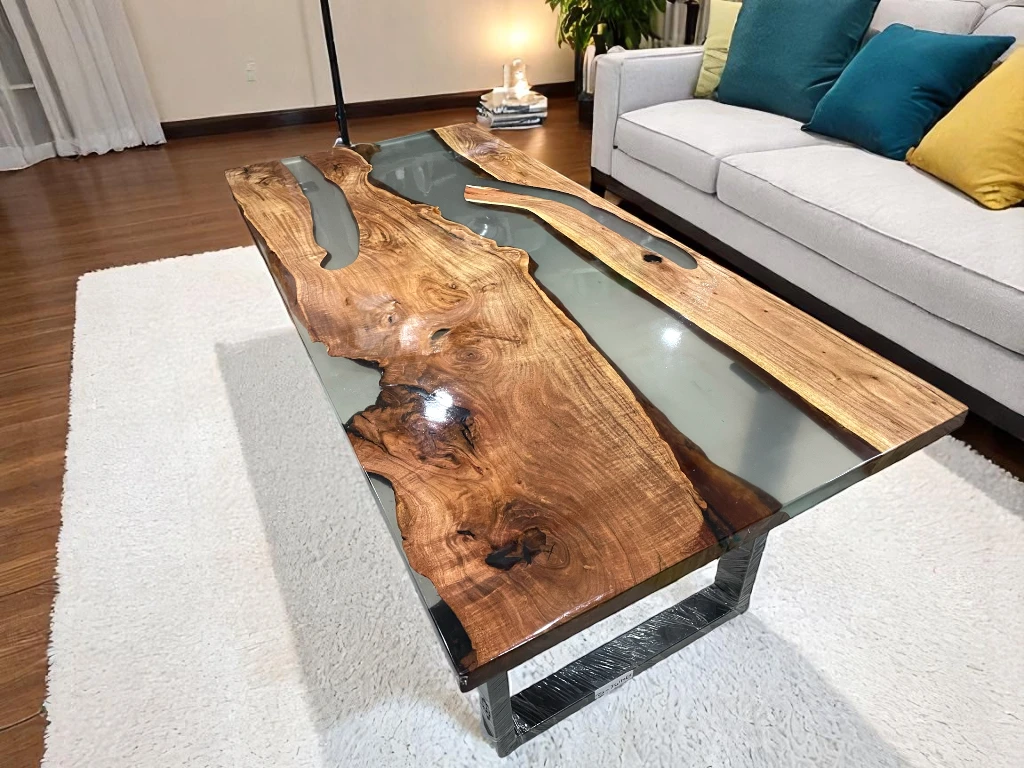 Transparent Clear Epoxy Resin Table Top - Modern Elegant Look